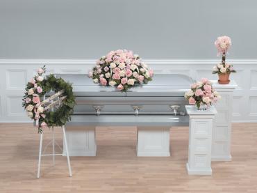 Funeral Combo, 4 Piece, Roses Pink and Creams