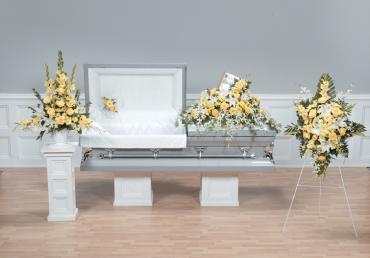 Funeral Combo, White Orchids, Roses, Glads & Lillys