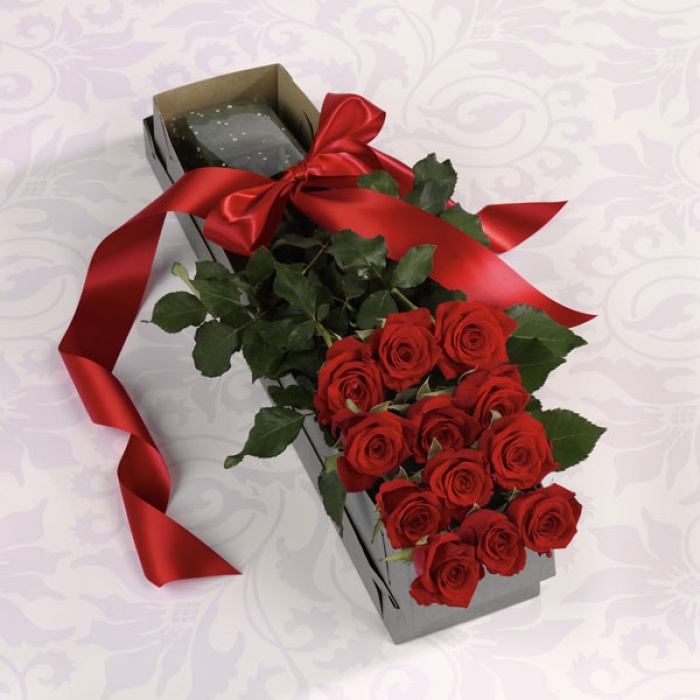 Red Roses in Box WITH tubes and fillers