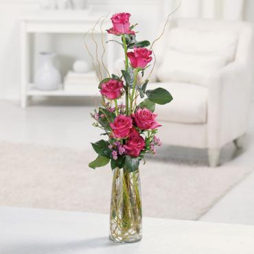 Heavenly Half-Dozen Pink Rose Vase