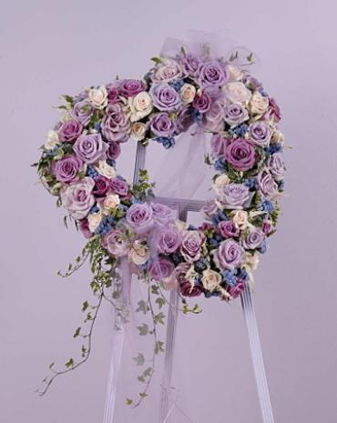 Heart Open, w/Purple & Cream Roses plus Ivy